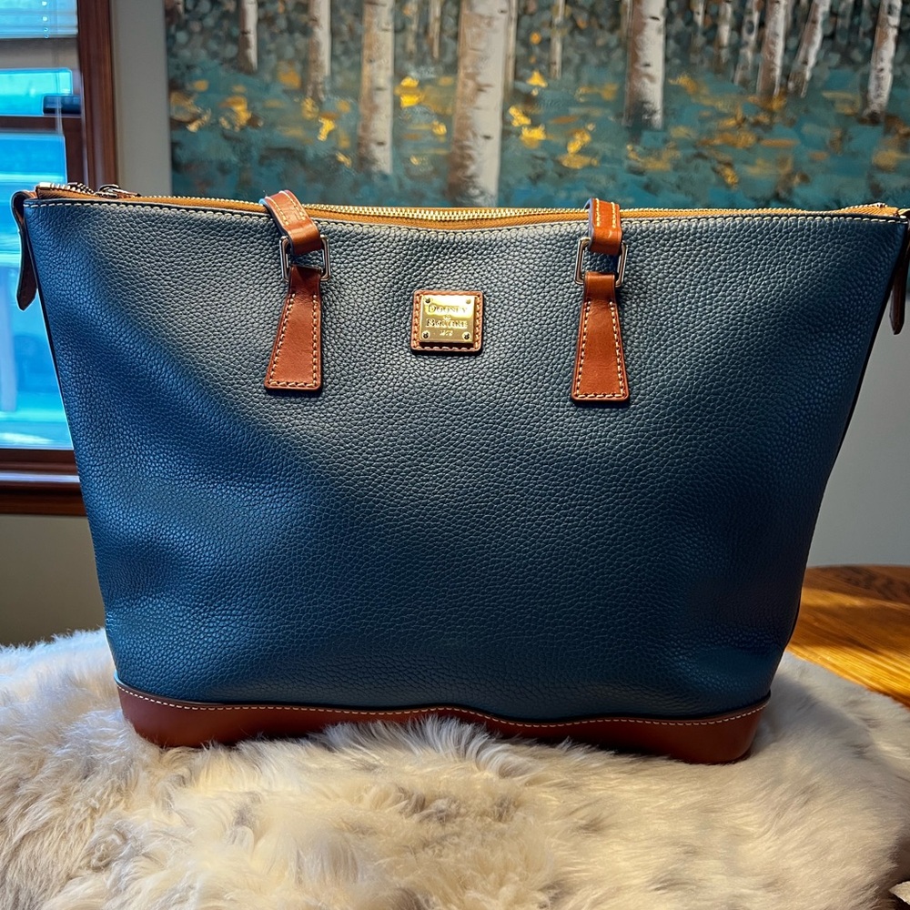 Dooney and Bourke pebble leather tote in color jeans